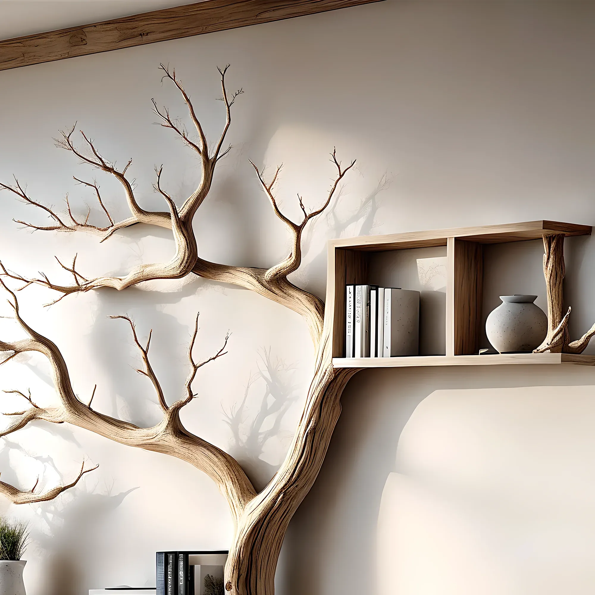 Tree-Shaped Corner Bookshelf with Box Shelves